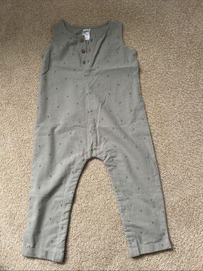 Olive Gray palm tree romper
